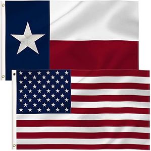 Texas and American US Flags,Embroidered Stars 210D Nylon Flags, State of Texas TX and USA 3 x 5 Feet Flag with Brass Grommets,2 Pcs