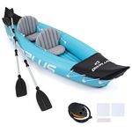 Goplus Inflatable Kayak 2 Person, 10.5 FT Tandem Touring Kayak with Aluminum Paddles, Fin, Seats, Foot Pump, Stable Blow Up Boat for Adults, Heavy Duty Canoe for Fishing Lake River