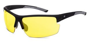 Vincent Chase By Lenskart | Black Yellow Half Rim Square | NIGHT DRIVING GLASSES | Branded Latest and Stylish Sunglasses | 100% UV Protected | For Men & Women | Medium | VC S14117