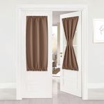 NICETOWN French Door Curtain, Door Curtains for Door Window with Tieback, Blackout Curtains for Bedroom, Thermal Insulated Curtains for Living Room, Dual Rod Pocket, 1 Panel, Cappuccino, 25x50 Inch