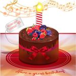 100 Greetings Birthday BLOW OUT CANDLE Chocolate Cake Card - Plays Rock Song"BIRTHDAY", Pop Up Birthday Cards for Men & Women, Birthday Card for Mom & Dad, Happy Birthday Card for Sister & Brother