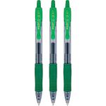 Pilot G2 07 Green Fine Retractable Gel Ink Pen Rollerball 0.7mm Nib Tip 0.39mm Line Width Refillable BL-G2-7 (Pack Of 3)