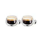 Judge Double Walled Glass Espresso Coffee Handled Cups, Set of 2, 75ml - Vacuum Insulated, Handcrafted Artisan - Strong, Heat Resistant & Dishwasher Safe