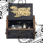 MINGZE Wooden Music Box - Hand Crank Musical Box, A variety of styles Hand Engraved Wooden Music Box, for Home Decoration Crafts Birthday Gift (Beauty and the beast（black）)