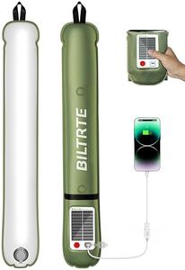 BILTRTE Solar Camping Lights Rechargeable, 3 Lighting Modes, IP66 Waterproof Inflatable Lamp for Hiking, Backpacking, Survival, Collapsible Tent Lights for Camping, Portable Lanterns for Power Outage