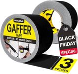 Gaffers Tape - 3 Inch x 30 Yards - 2 Roll Pack Black Gaffer Tape - Gaff Tape - Non-Reflective, Easy Tear, Water Resistant, No Residue Cable Tape - Floor Tape for Electrical Cords - Black Tape