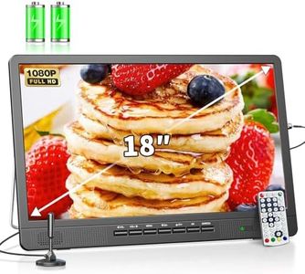 Desobry 18 inch Portable TV with Freeview, 6000mAh Rechargeable Small TV with Antenna, 12V Mini TV Built Digital DVB/T2 Tuner, Support USB/HDMI/RCA/AV Input