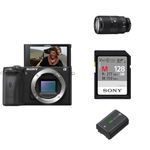 Sony Alpha 6600 | APS-C mirrorless camera + Adventure kit including: E 70-350mm Lens, Memory Card and Rechargable Battery Pack