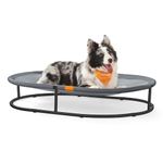 Feandrea Pet Bed, Elevated Dog Bed for Medium Dogs, Cat Bed for Multiple Cats, with Removable Washable Mesh, for Pets up to 70 lb, Oval, Gray UPCB004G01