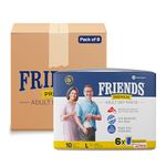 Friends Premium Adult Diapers Pant Style - 80 Count - L- with odour lock and Anti-Bacterial Absorbent Core- Waist Size 30-56 Inch ; 76-142cm