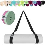 [New 2025] TECEUM Yoga Mat Strap – Pink Green –30+ Colors – Adjustable Mat Holder Sling for All Mats [Mat Not Included]