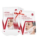 V Line Lifting Collagen Face Mask, Double Chin Strap with Hyaluronic Acid, Hydrating Neck & Face Mask for Women, AOPEIBOTO V Line Collagen Mask, Pack of 10