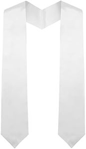 QEYMN Graduation Stole,Plain Graduation Sash Unisex Adults Graduation Stole Class of 2024 for Academic and Choral 70", White