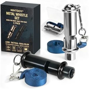 Nihtdoy 120dB Emergency Whistles 2 Pack, Solid Iron, Black & Silver