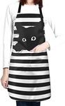 Perinsto Funny Black Cat Waterproof Apron with 2 Pockets Kitchen Chef Aprons Bibs for Cooking Baking Painting Gardening Grooming