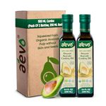 AEVO Organic Avocado Oil for Cooking - Refined & Cold Pressed Cooking Oil for Frying, Grilling, Roasting & Baking with Monounsaturated Fats, Vitamin E & Omega-9 - Pack of 2 (250ml x 2) = 500ml