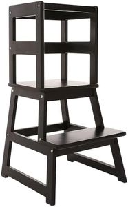 SDADI Kids Kitchen Step Stool Tower for Toddlers, Holds up to 150 lbs, w/ Safety Rail, Wide Platform Design, and 4 Anti-Slip Strips, Black