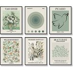 Sage Green Master Wall Art Prints Abstract Matisse Wall Art Exhibition Posters Vintage Art Boho Art Prints Retro Room Decor for Aesthetic Bedroom (8"x10" UNFRAMED, Style A)