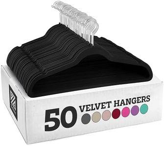 Zober Velvet Hangers 50 Pack - Heavy Duty Black Hangers for Coats, Pants & Dress Clothes - Non Slip Clothes Hanger Set - Space Saving Felt Hangers for Clothing