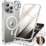 Miracase Magnetic Case for iPhone 16 Pro Max Case 6.9-Inch, Full Body Bumper Case Compatible with MagSafe and Built-in 9H Tempered Glass Screen Protector + Camera Lens Protector (Clear)