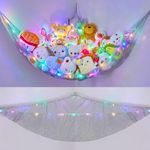 Unicorn Castle Toy Hammock For Stuffed Animals Bear Storage Hammock With Light Soft Toy Net Corner Hanging Toy Storage Holder For Kids Room,Grey