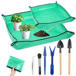 Plant Repotting Mat for Garden, 2 Pcs Waterproof Potting Mat Foldable Indoor Plant Mat Portable Square Gardening Mat Potting Tray with 6 Pcs Mini Garden Tools Set for Plant Lovers Gardening Gifts