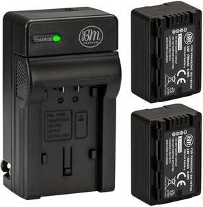 BM Premium 2-Pack of VW-VBT190 Batteries and Battery Charger for HC-V800K, HC-VX1K, HC-WXF1K, HCV520, HC-V550, HCV710, HCV720, HC-V750, HC-V770, HC-VX870, HC-VX981, HC-W580, HC-W850, HCWXF99