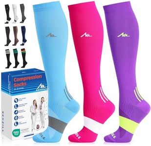 NEWZILL Medical Compression Socks for Women & Men Circulation 20-30 mmHg, Best for Running Athletic Hiking Travel Flight Nurses (3-Pairs, Blue/Pink/Purple, L/XL)