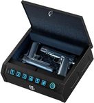 AIRMuch Biometric Gun Safe for Handgun,1s Quick Access 3-Ways Unlock Fingerprint Digital Pin Key Unlock Pistol Safe with LED Light Carbon Steel Gun Safes Lock Box for Car Travel Security Case,Black