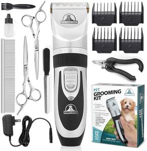 Pet Union Professional Dog Grooming Kit - Rechargeable, Cordless Clippers & Complete Set Chrome