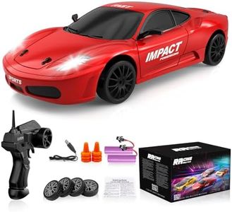 Remote Control Car RC Drift Car 2.4GHz 1:24 Scale 4WD 15KM/H High Speed Model Vehicle with LED Lights Drifting Tire Racing Sport Toy Car for Adults Boys Girls Kids Gift 2Pcs Rechargeable Batteries