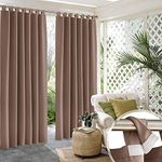 RYB HOME Outdoor Curtains for Patio - Detachable Top Waterproof Blackout Privacy Curtains for Patio Door Pavilion Outside Dining Area Poolside, 2 Pcs, 52 inch Wide x 95 inch Long, Mocha