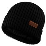 MAGISDU Baby Winter Hat Kids Beanie Merino Wool Boys Girls Double Layer Fleece Lined Knit Toddler Warm Toque for Infant Black