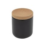 Kamenstein Ceramic and Cork Breathable Garlic Keeper to Allow Air Flow for Freshness, Stackable Space Saving Cork Lid, Natural Cork and Black Ceramic