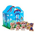 Paw Patrol Wooden Carry Along House with Handle – Spacious Storage – 8 Colourful Character Figures for Indoor/Outdoor play – Imaginative Activity for Kids – Girls & Boys 3 Years and Up – FSC Certified