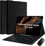 TUNKARMOR Case Keyboard for Samsung Galaxy Tab A8 10.5inch 2021 - Mouse and Detachable Magnetic Keyboard, Slim Case with Pencil Holder, Auto Sleep/Wake, Black