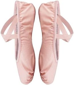 Legou Ballet Shoes Women Dance Shoes for Girls Leather Sole Yoga Shoes Soft Pink Size US4.5/EU34