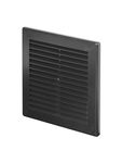 Awenta Plastic Air Vent Grille Cover 150x150mm 6x6 inch, Black with Insect Grid Fly Net, Screw Hole Covers for Better Look