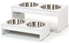 PetFusion Elevated Bamboo Dog Feeder (New) with Water Resistant Seal. (8" Height for Medium & Large Dogs). 2 US Food Grade Stainless Steel 56 oz Bowls