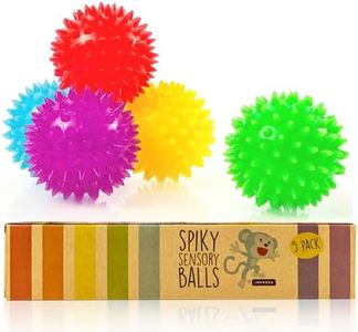 [5 Pack] Spiky Sensory Balls - Squeezy and Bouncy Fidget Toys - Sensory Toys – No BPA Phthalates Latex – School and Special Education Supply