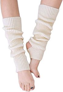 YUANQIAN Women Winter Extra Soft Long Legwarmer Warmer Knitted Stirrup Leg Warmers for Yoga Ballet Dance (White -1pair), White