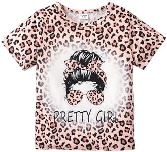 PATPAT Girls Shirts Size 10-11 Leopard Print Graphic Tees, Cheetah Print Outfit, Crew Neck Short Sleeve Cheetah Tops Summer Clothes Cute Summer Outfits Preppy Tops
