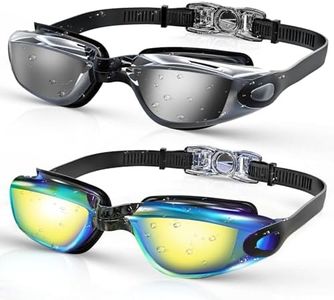 JugWoy 2 Pack Swimming Goggles Adult, Family Set Includes 2 Color, Pool Swim Goggles for Adult Women Men Youth