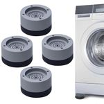 JD FRESH Washing Machine Vibration Pads/Bracket Base for Washing Machine/Noise Reducing Refrigerator Stand with Height Adjustment Feet/Washing Machine Stands with Anti-Slip Rubber - Round (Grey-4 Pcs)