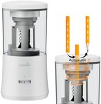 tenwin Electric Pencil Sharpener, Fully Automatic Pencil Sharpener for 6-8mm Colored Pencils, Hands-Free Rechargeable Sharpener, Fast Sharpening, No Uneven Tips, Also for Short Pencils, White