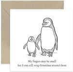 Old English Co. Birthday Card for Grandma - Cute penguin Heartfelt Sentimental Gift for Grandma - Fingers May Be Small But I Can Still Wrap Them Around Grandma Card | Blank Inside with Envelope