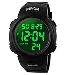 Mens Digital Watches, 5 ATM Waterproof Sport Watch with Alarm/Stopwatch Black Big Face Running Military Wrist Watch with LED Backlight for Men by RSVOM