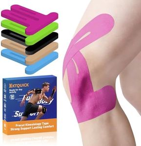 PreCut Kinesiology Tape for Knees, 24PCS Waterproof KTQUICK Knee Tape for Knee Pain Relief Pre Cut, Original Cotton Athletic Knee Tape, Waterproof & Hypoallergenic Latex-Free for Sports (Pink)