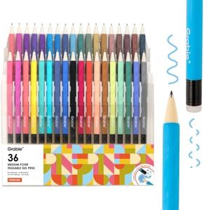Grabie Erasable Gel Pens, Medium Point 0.7 mm Erasable Pens, Make Mistakes Disappear for Drawing Writing Planner, Pack of 36 Assorted Colors