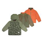 OshKosh B'Gosh Boys' 4-in-1 Heavyweight Systems Jacket Coat, Green Camo Orange, 2 Years